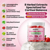 duwhot Cortisol Gummies: etiqueta frontal clara para conocer ingredientes
