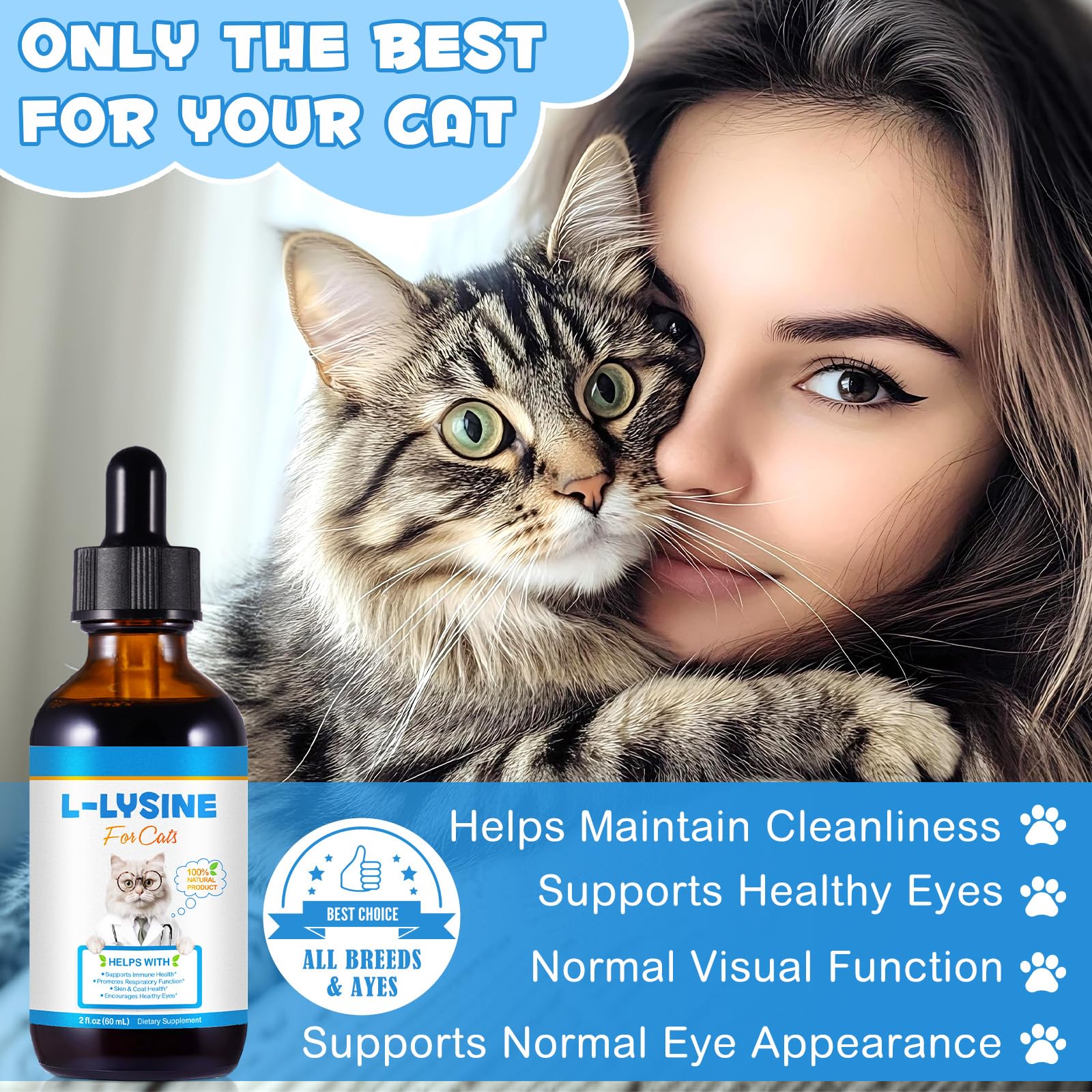 Dvoevivh Lisina para gatos, cuentagotas mostrando dosis precisa