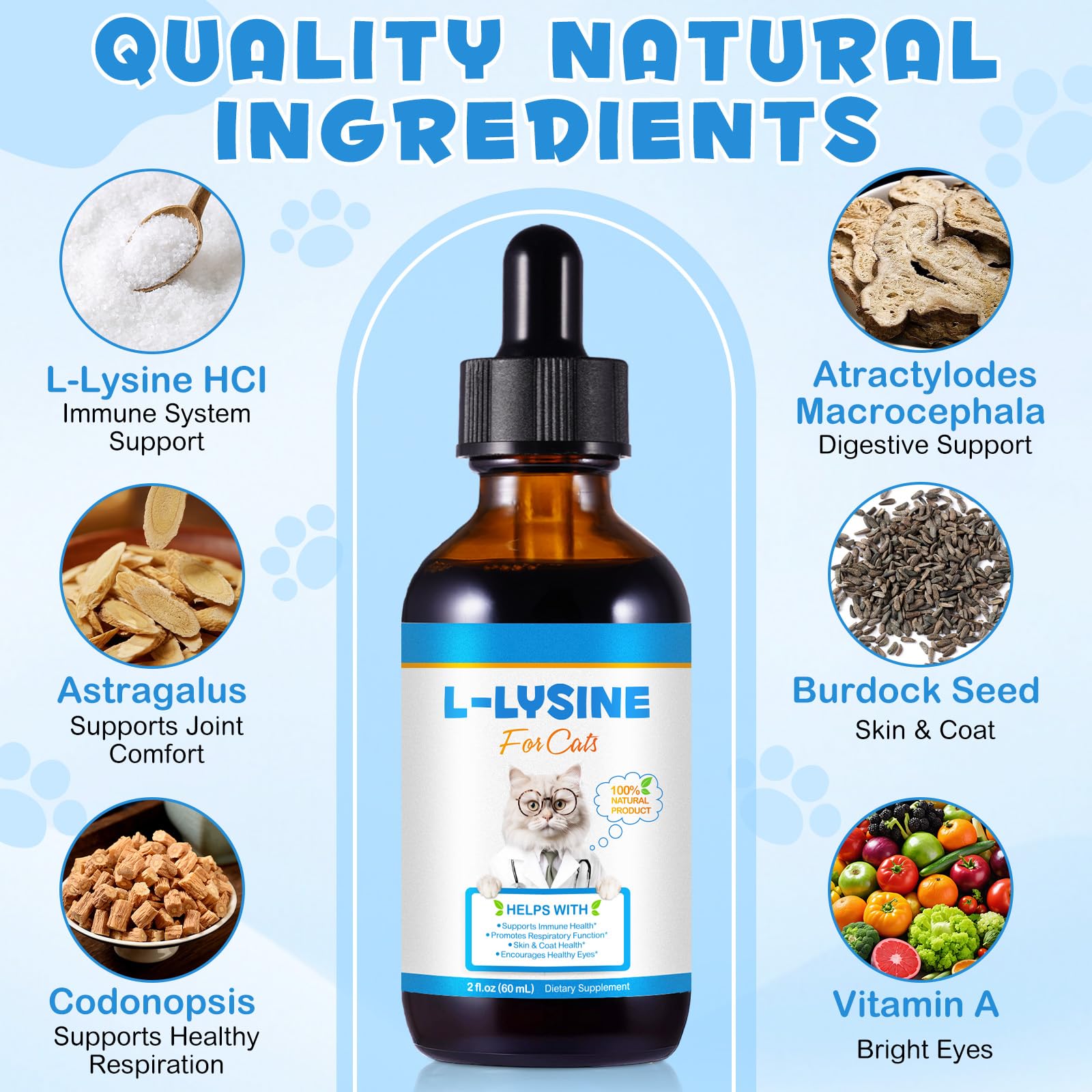 Dvoevivh Lisina para gatos, ojos claros y bienestar ocular