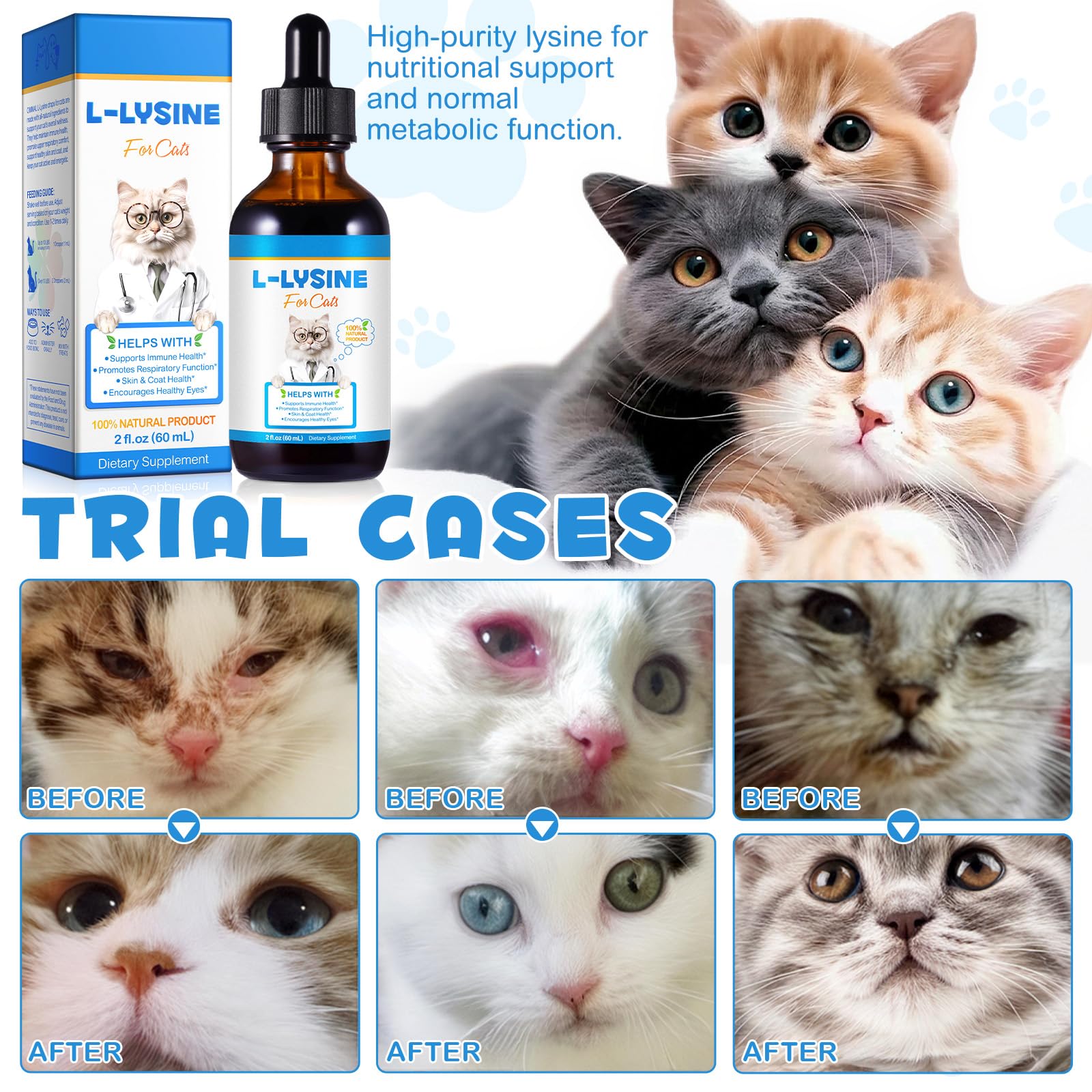 Dvoevivh Lisina para gatos, sabor pollo natural facilita administración