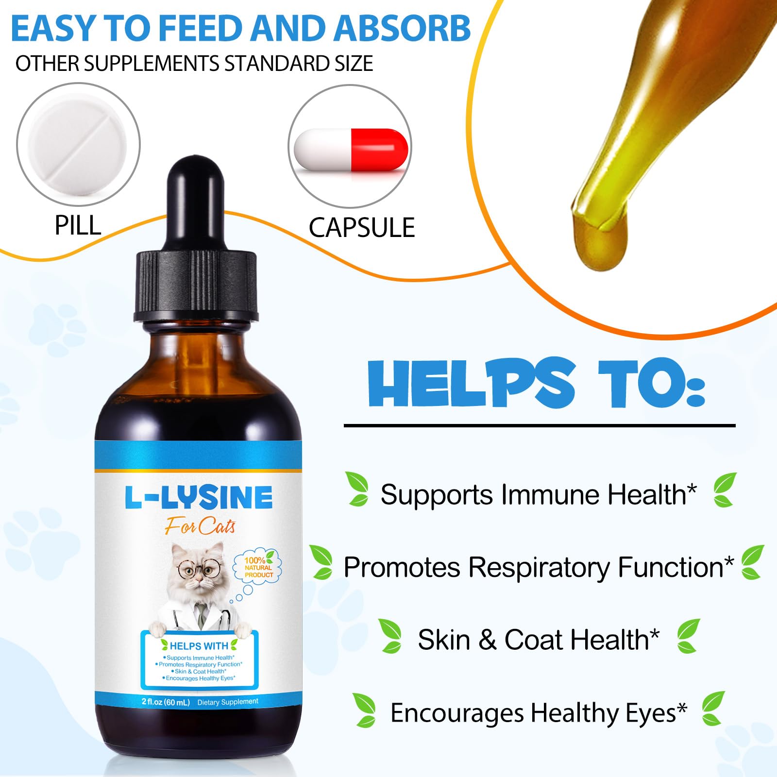 Dvoevivh Lisina para gatos, uso directo o mezclado con comida