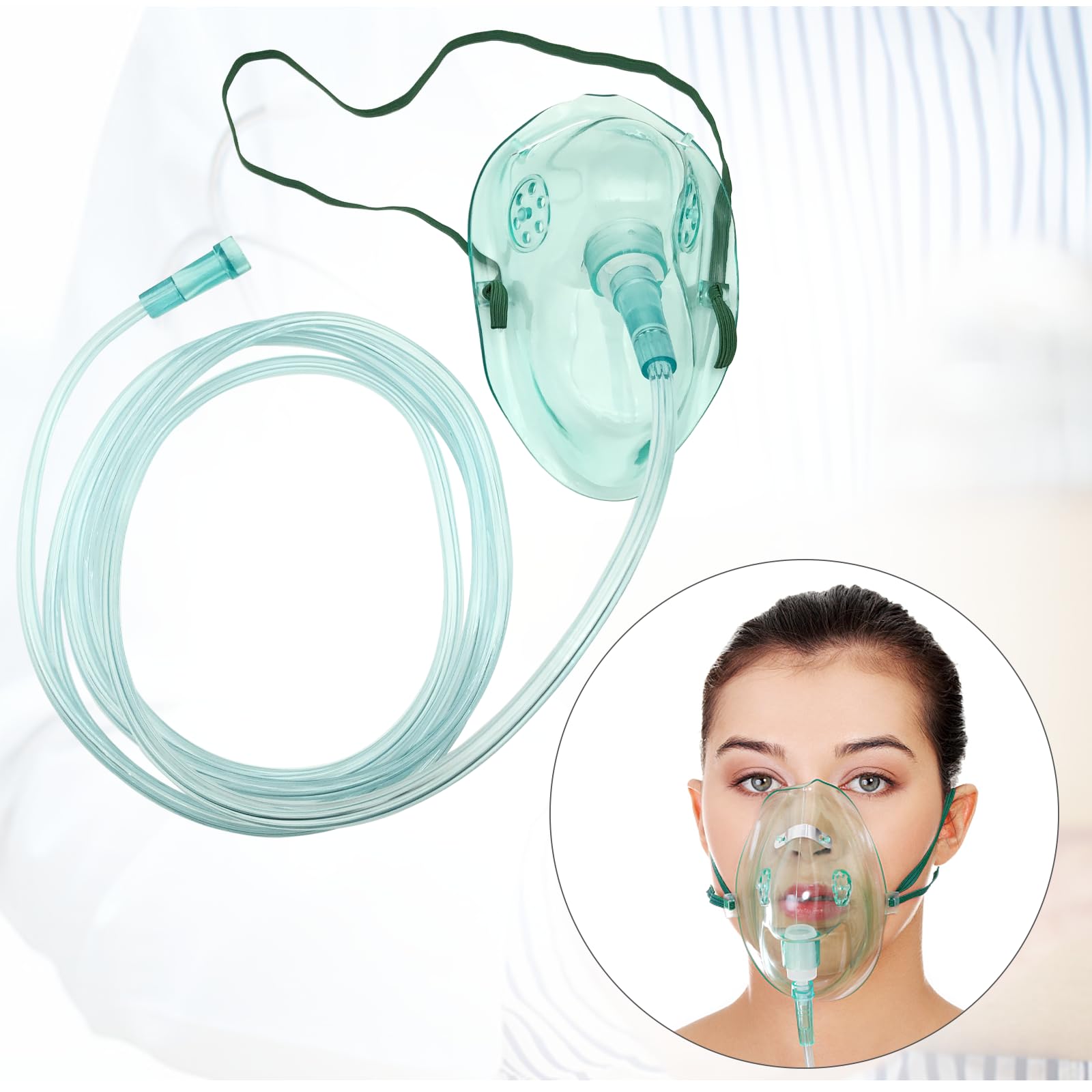 DWCheck mascarilla de oxígeno para adulto XL con tubo de siete pies para mayor alcance.
