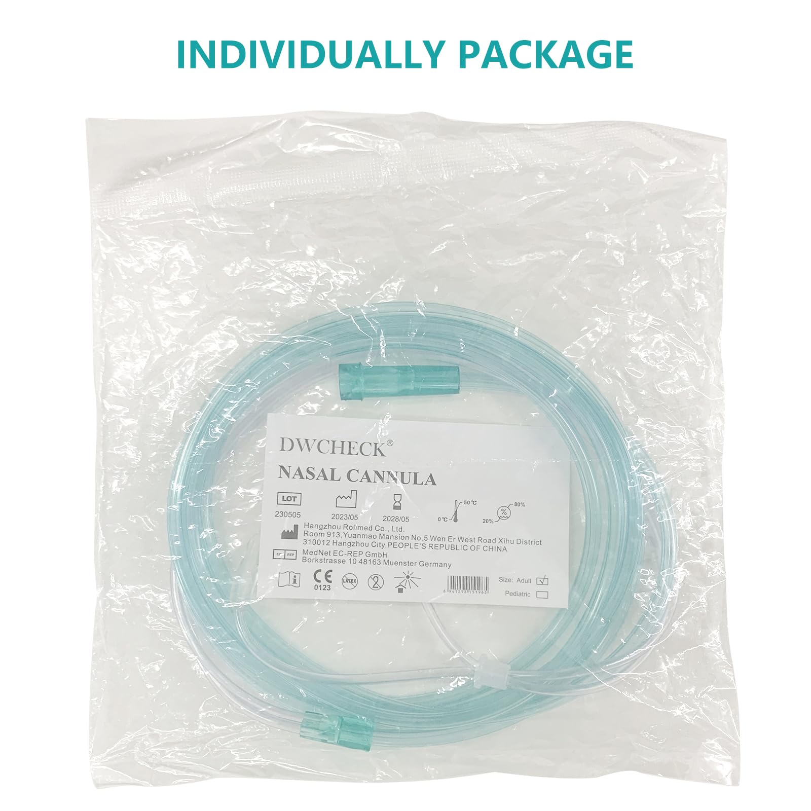 Pack de 5 cánulas para oxígeno de DWCHECK para adultos