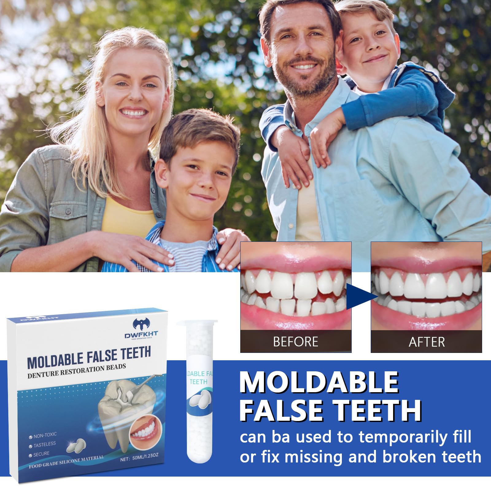 DWFKHT materiales dentadura temporal: mezcla fácil para dientes temporales.