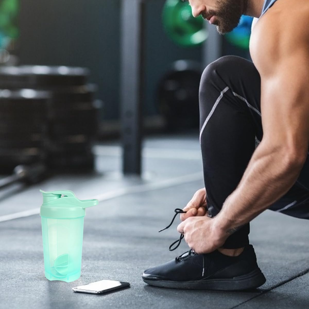 D.Y.A botella verde con diseño práctico para usar en el gimnasio.