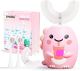 Cepillo de dientes para niños DYCROL, vista frontal rosa, suave para encías.