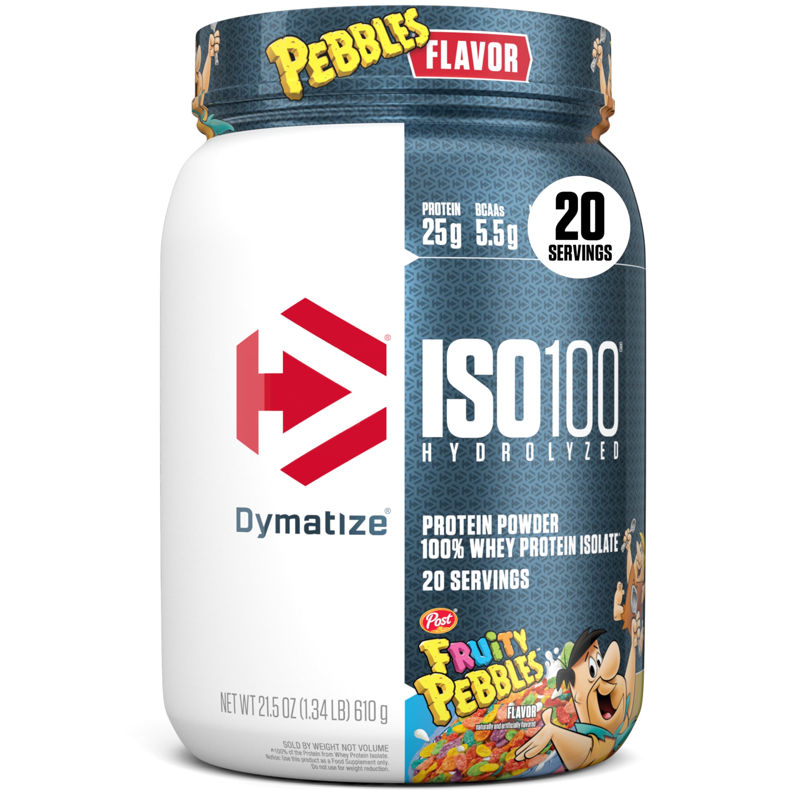 Dymatize ISO100 Fruity Pebbles: vista de lata con proteína de rápida absorción