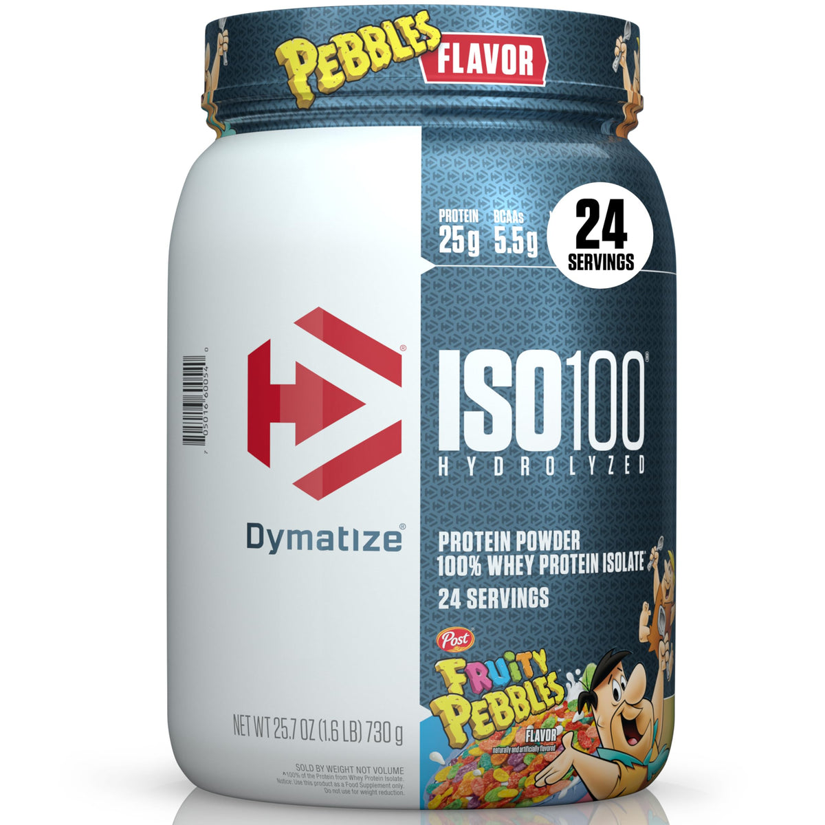 Dymatize ISO100 Fruity Pebbles en lata para recuperación muscular de rápida absorción