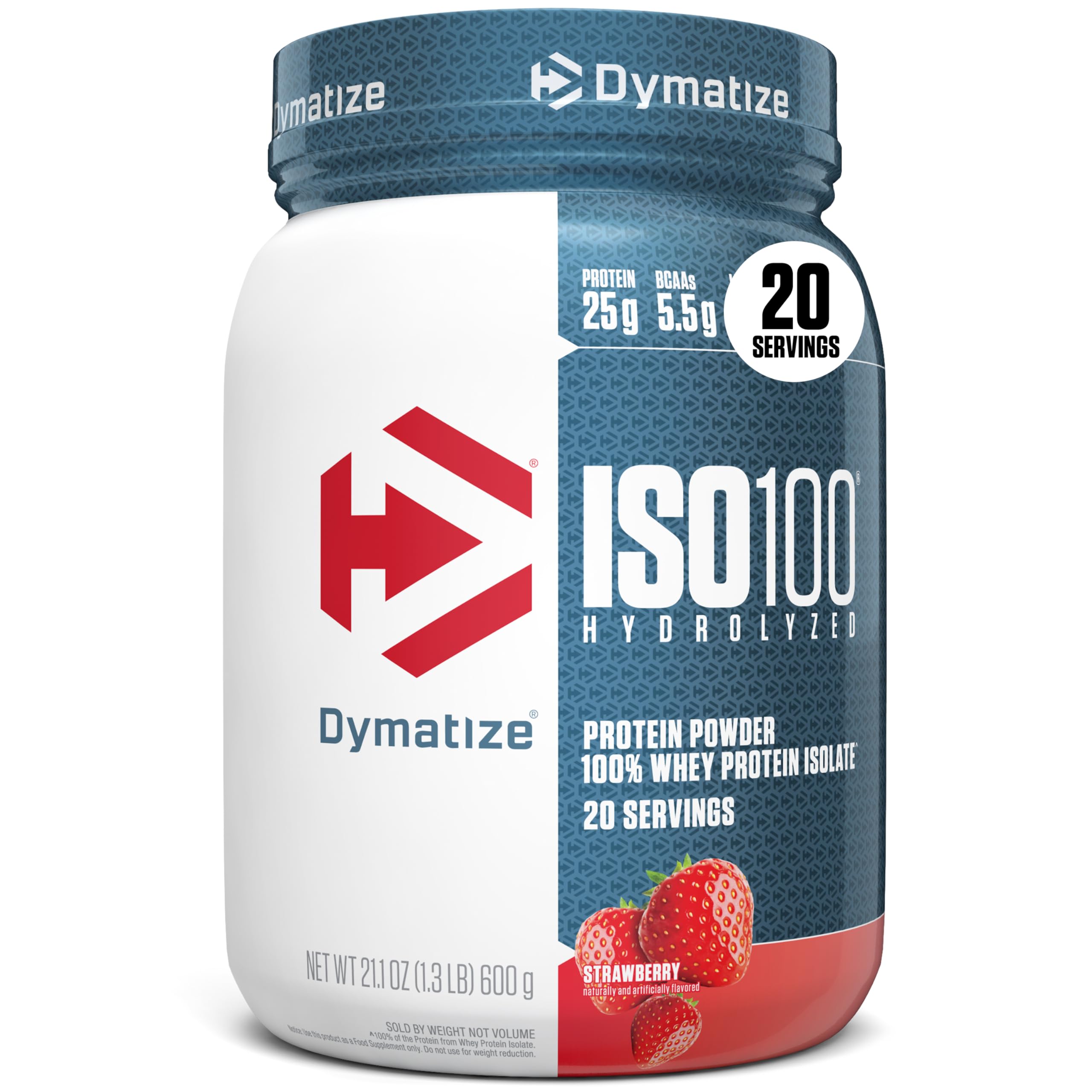 Dymatize ISO100 polvo de proteína sabor fresa para recuperación tras entreno