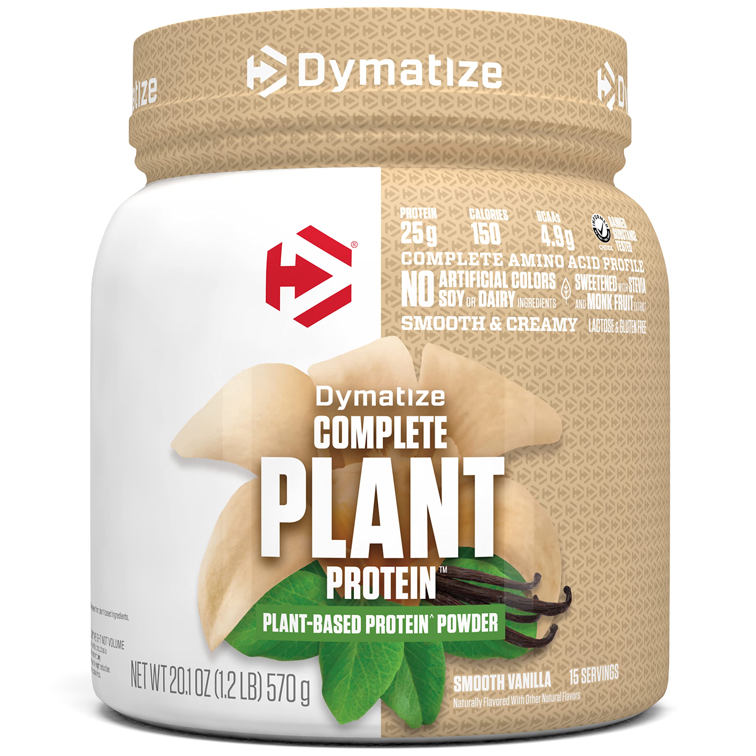 Dymatize Proteína Vegetal Vanilla, empaque visible, ideal para consumo diario sin lactosa.