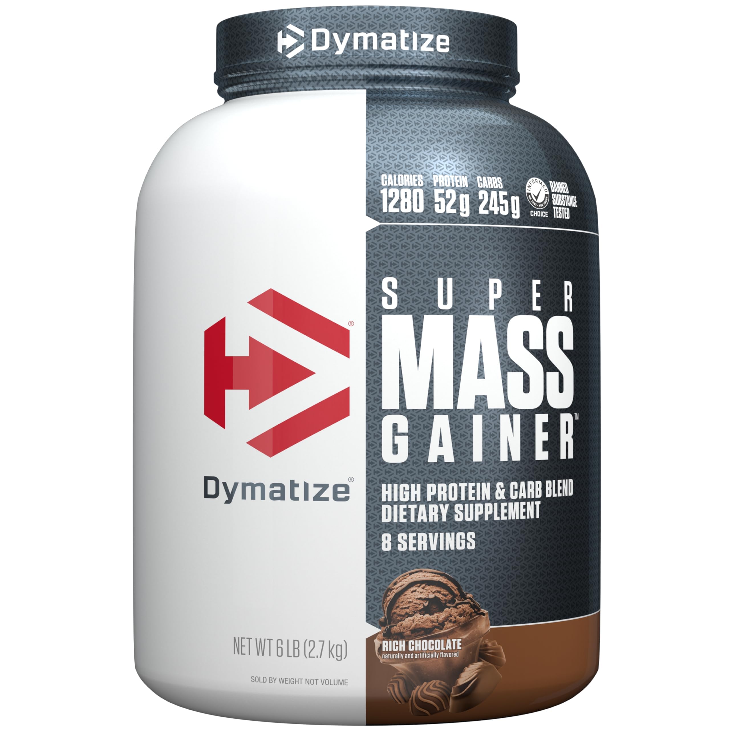 Dymatize Super Mass Gainer, polvo de chocolate, ideal para batidos nutritivos y aportar calorías