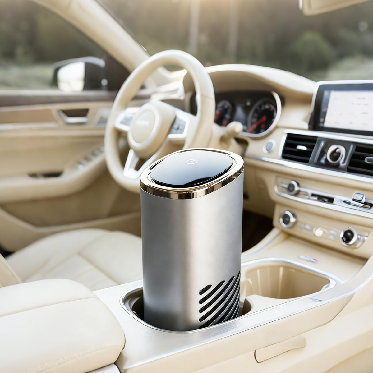 Difusor Dynaiency sin agua en coche para fragancia rápida.