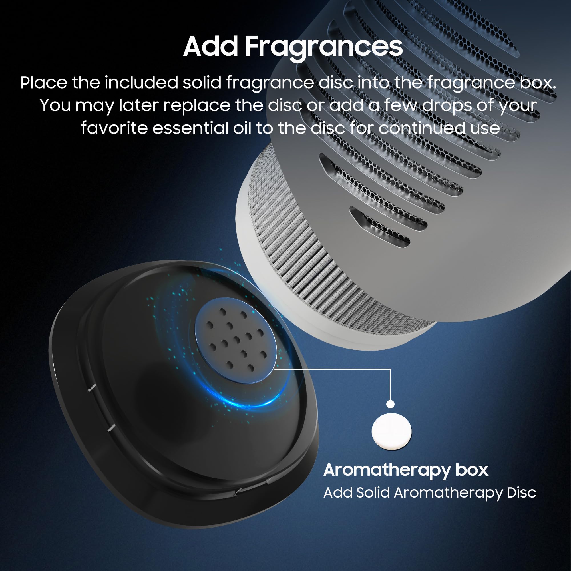 Difusor Dynaiency tamaño mini ideal para coche y escritorio.