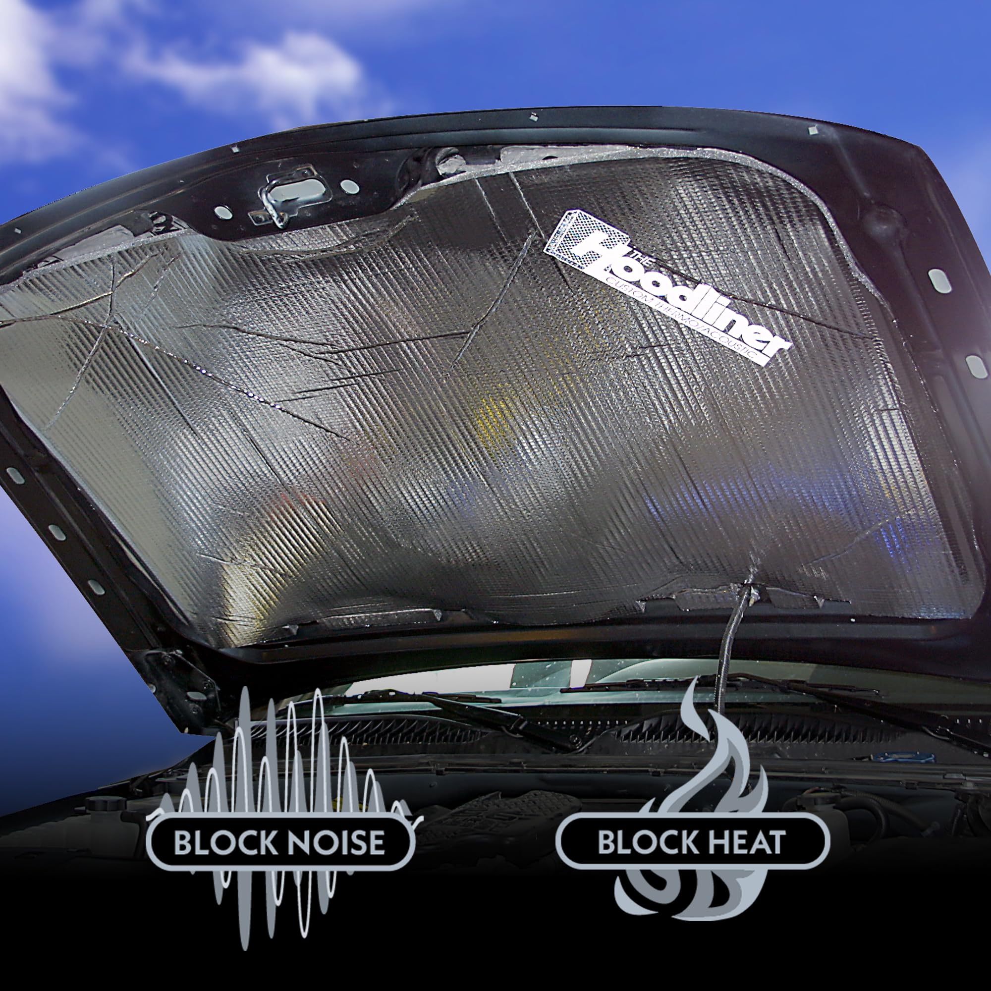 Dynamat Hoodliner adherido al capó, instalación autoadhesiva rápida