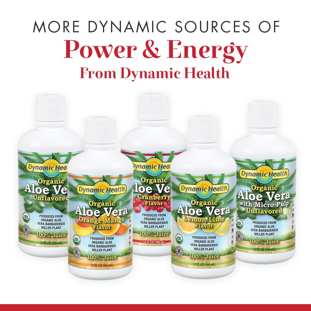 Dynamic Health Aloe Vera pura, ideal para mezclar con agua o jugos.