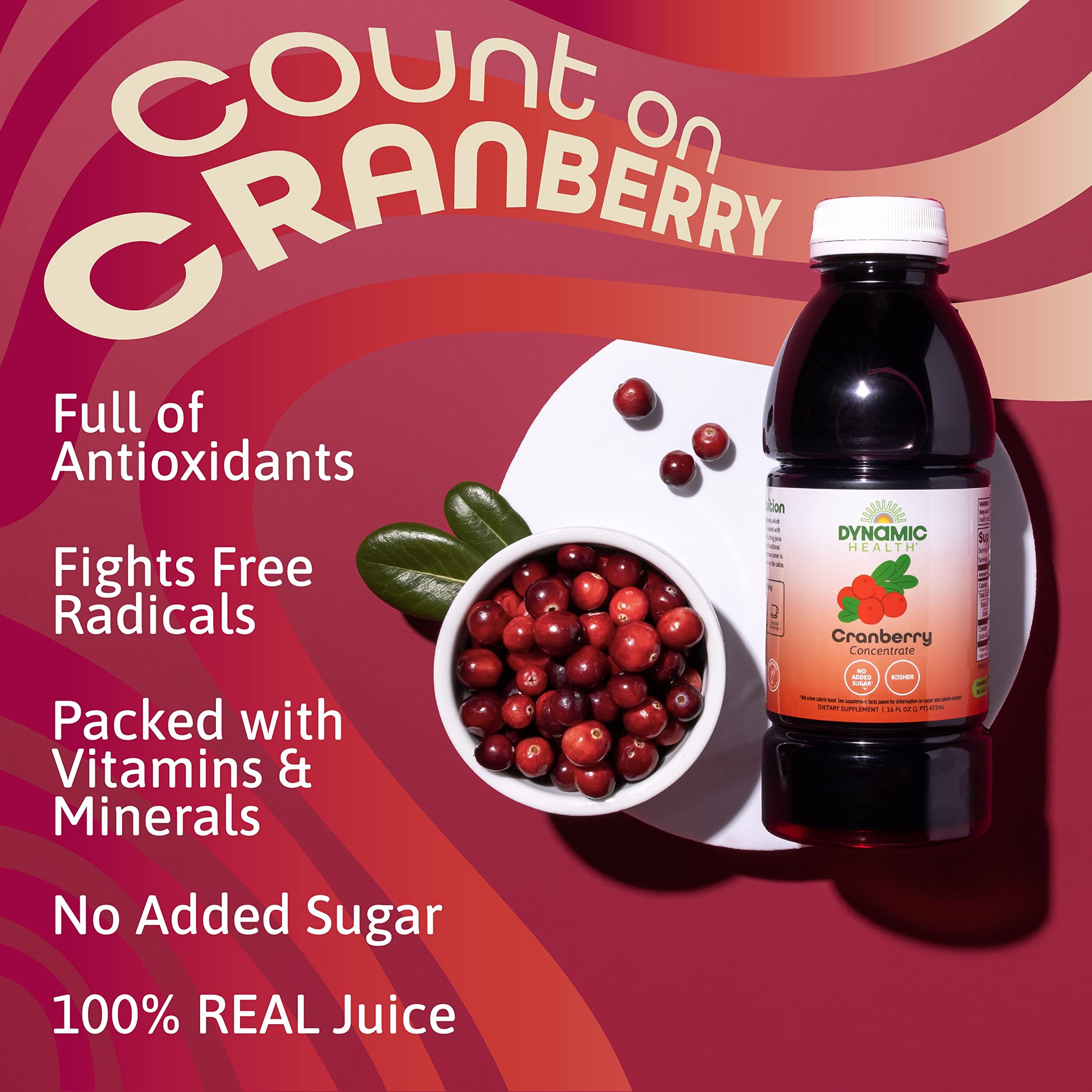 Dynamic Health Cranberry, ingredientes 100% orgánicos, sin rellenos.