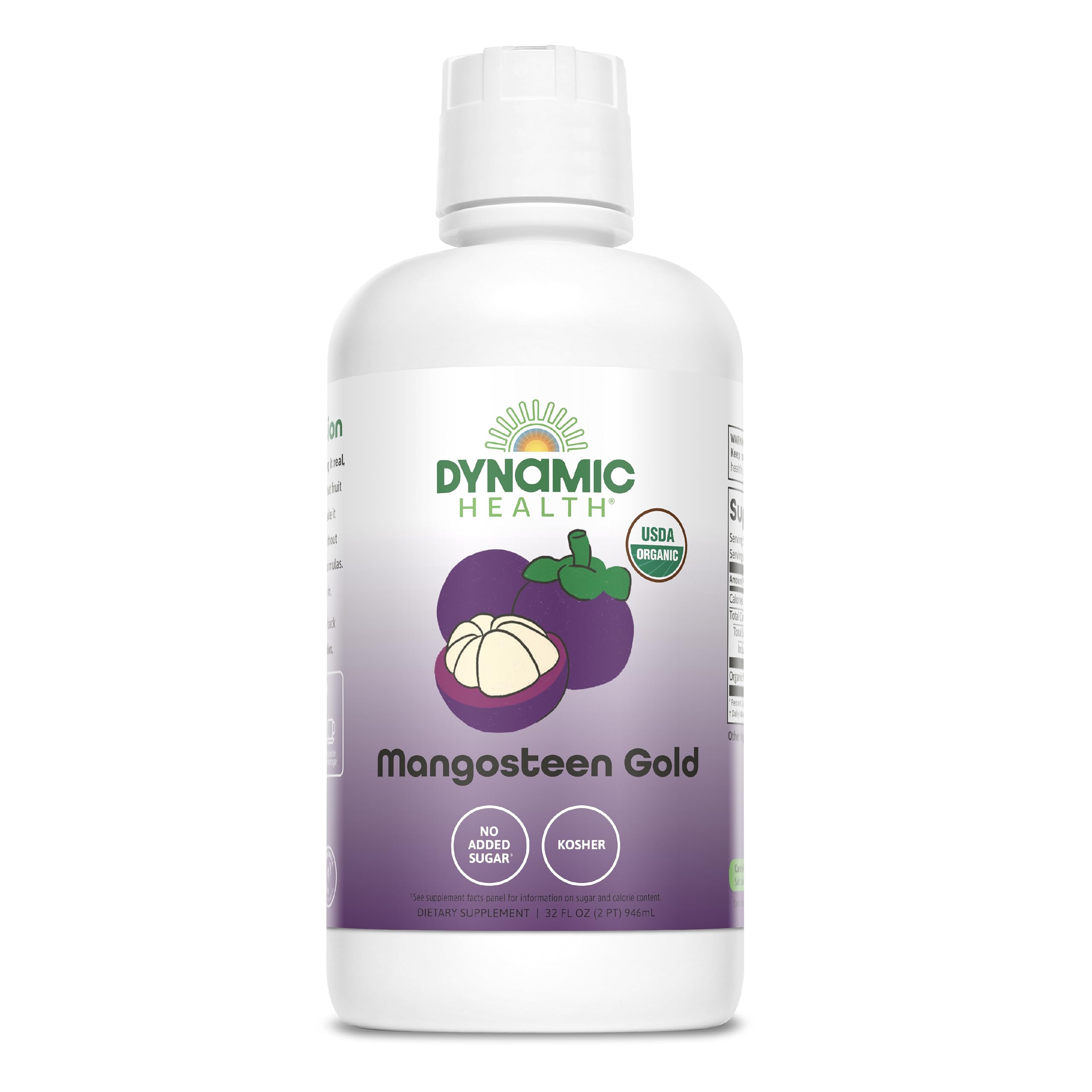 Dynamic Health Mangosteen Gold, botella de 32 onzas, jugo natural para energía diaria