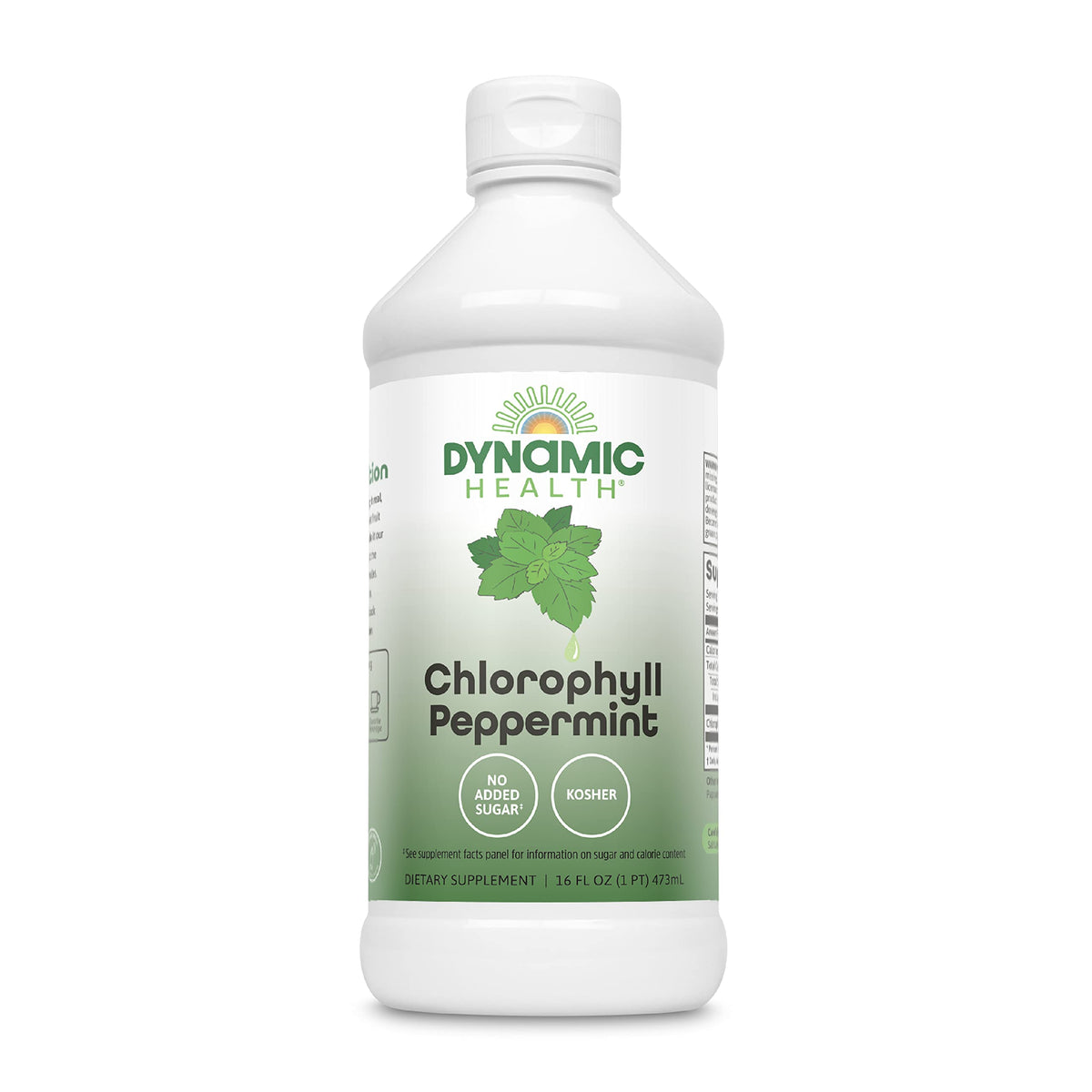 Dynamic Health Clorofila líquida de menta en botella de 473 ml para beber.