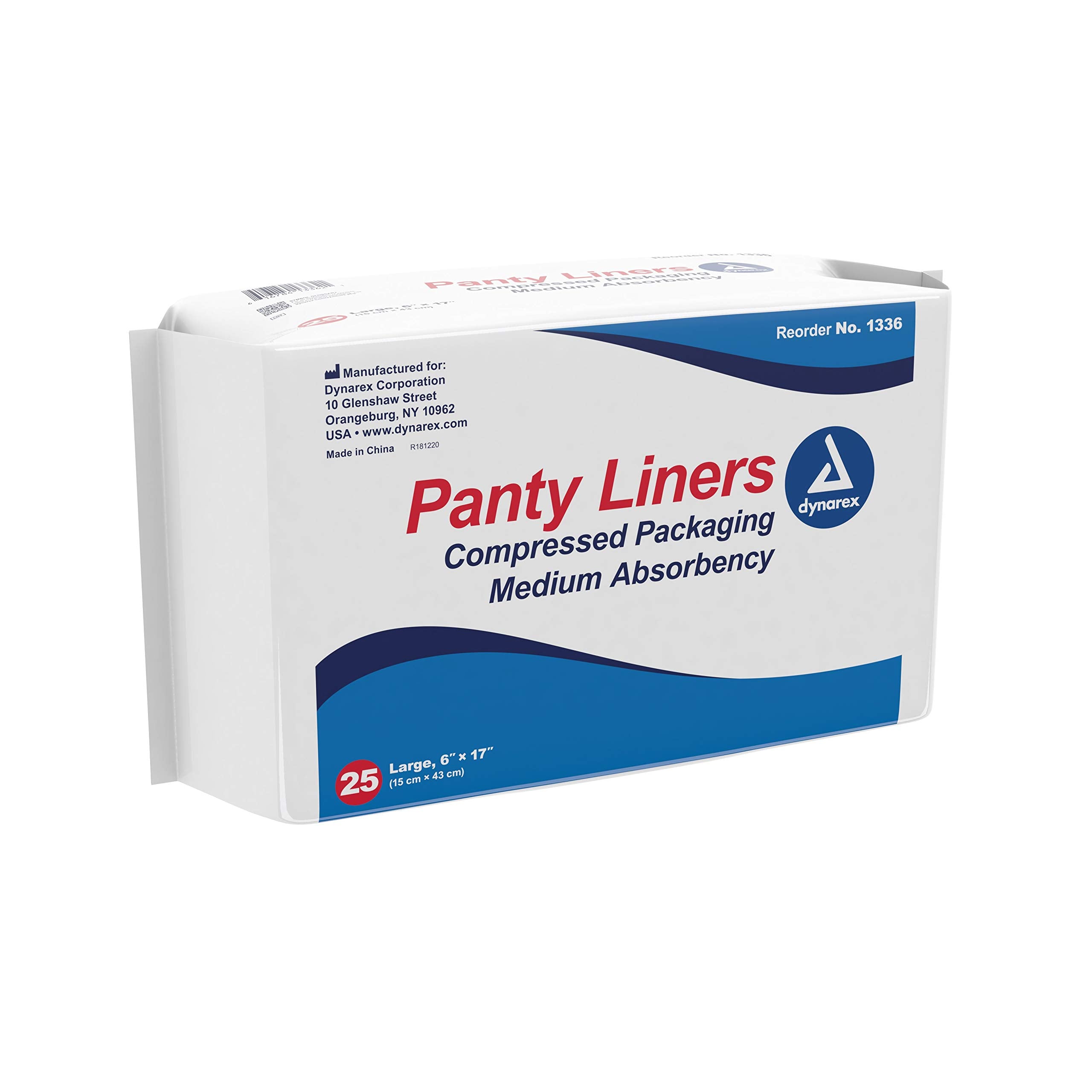 Dynarex liner absorbente de 6x17 pulgadas protege ropa y cama con alta absorción.