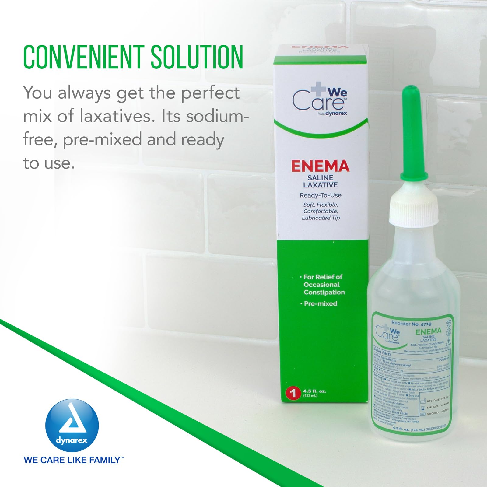 Dynarex Enema: botella de aplicación fácil para uso en casa.