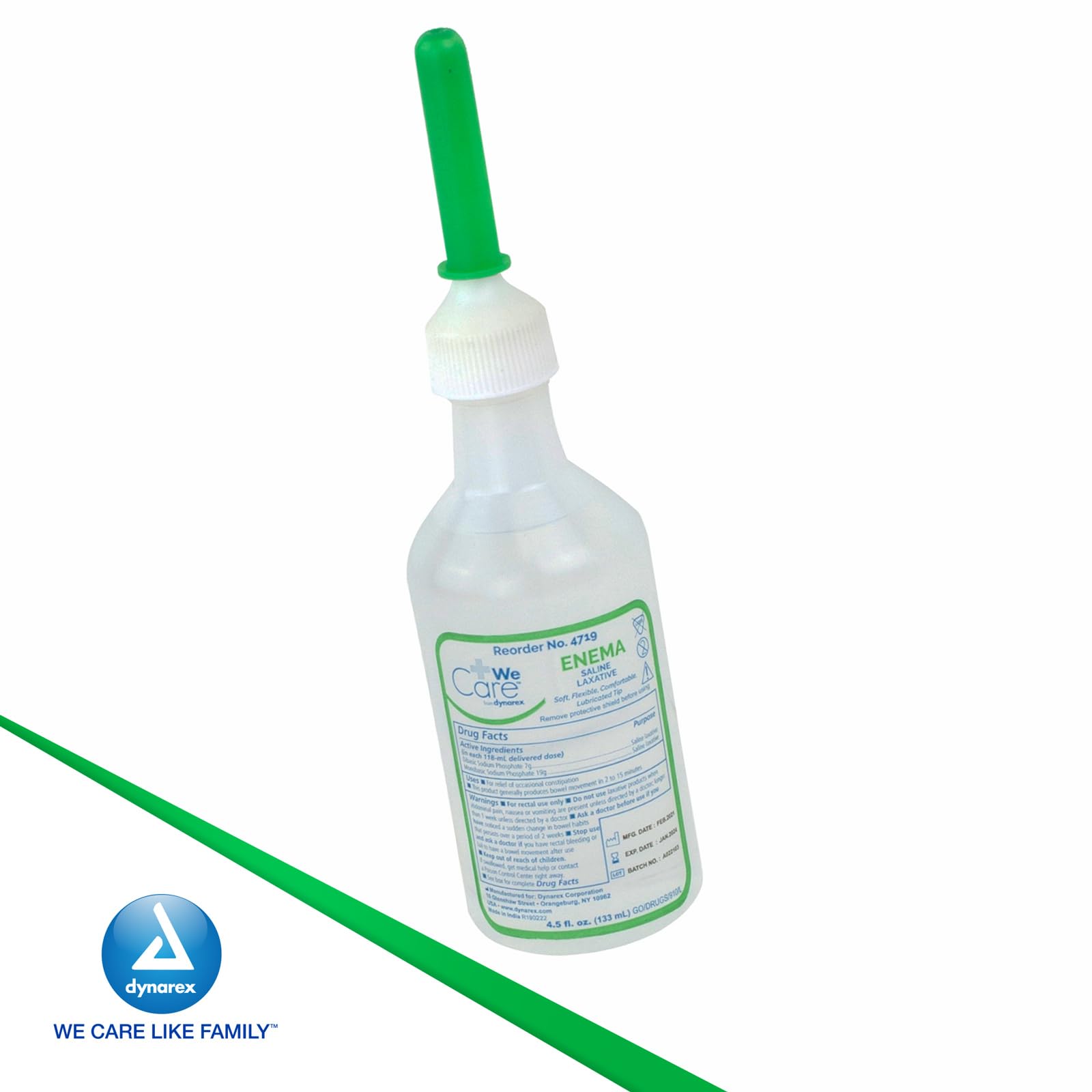 Dynarex Enema: envase de 4,5 oz, tamaño práctico.
