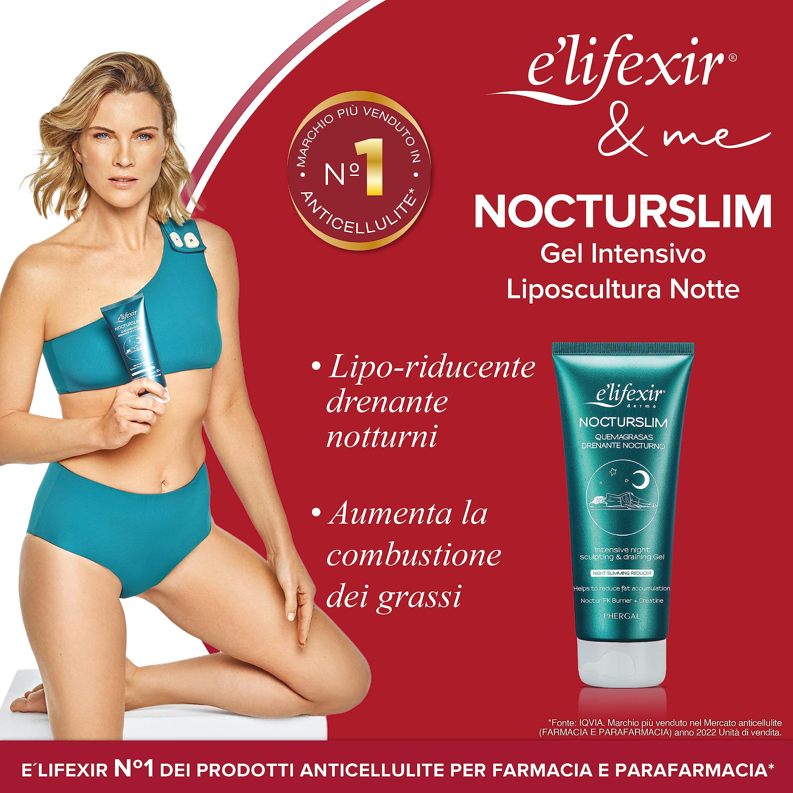 Aplicación nocturna de Nocturslim con masaje suave para absorción.