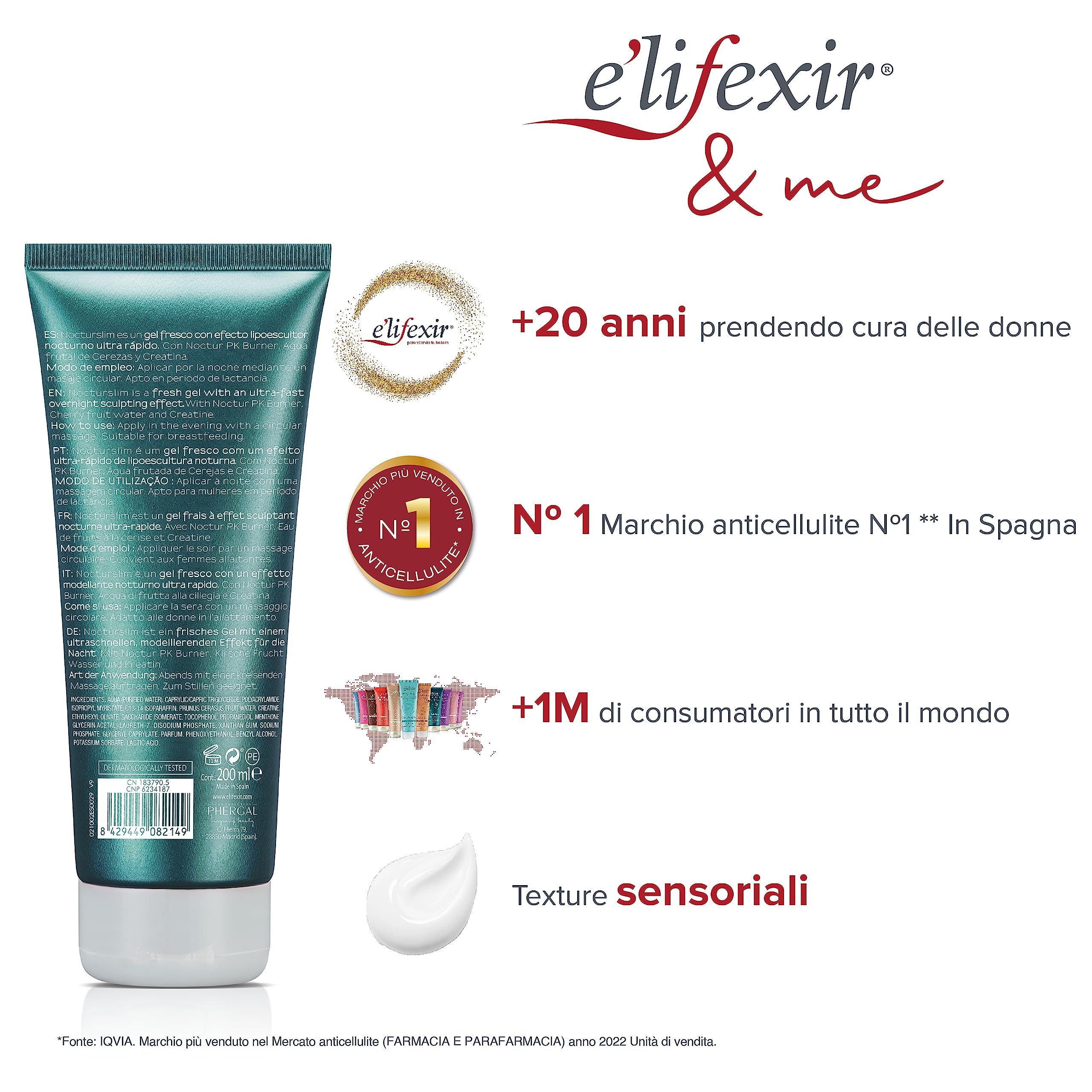 Textura gel translúida de Nocturslim para aplicar en abdomen y caderas.
