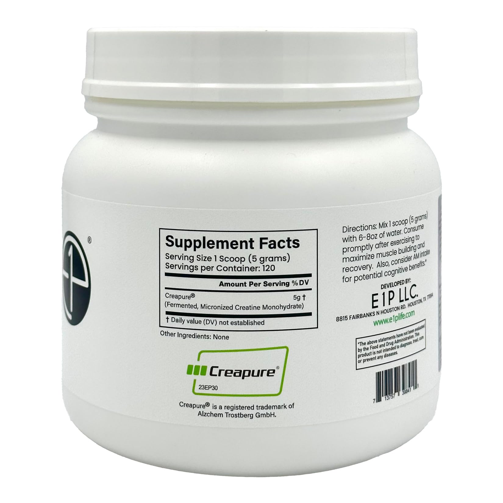 E1P Creapure Creatina Monohidrato gran solubilidad para mezclar en agua