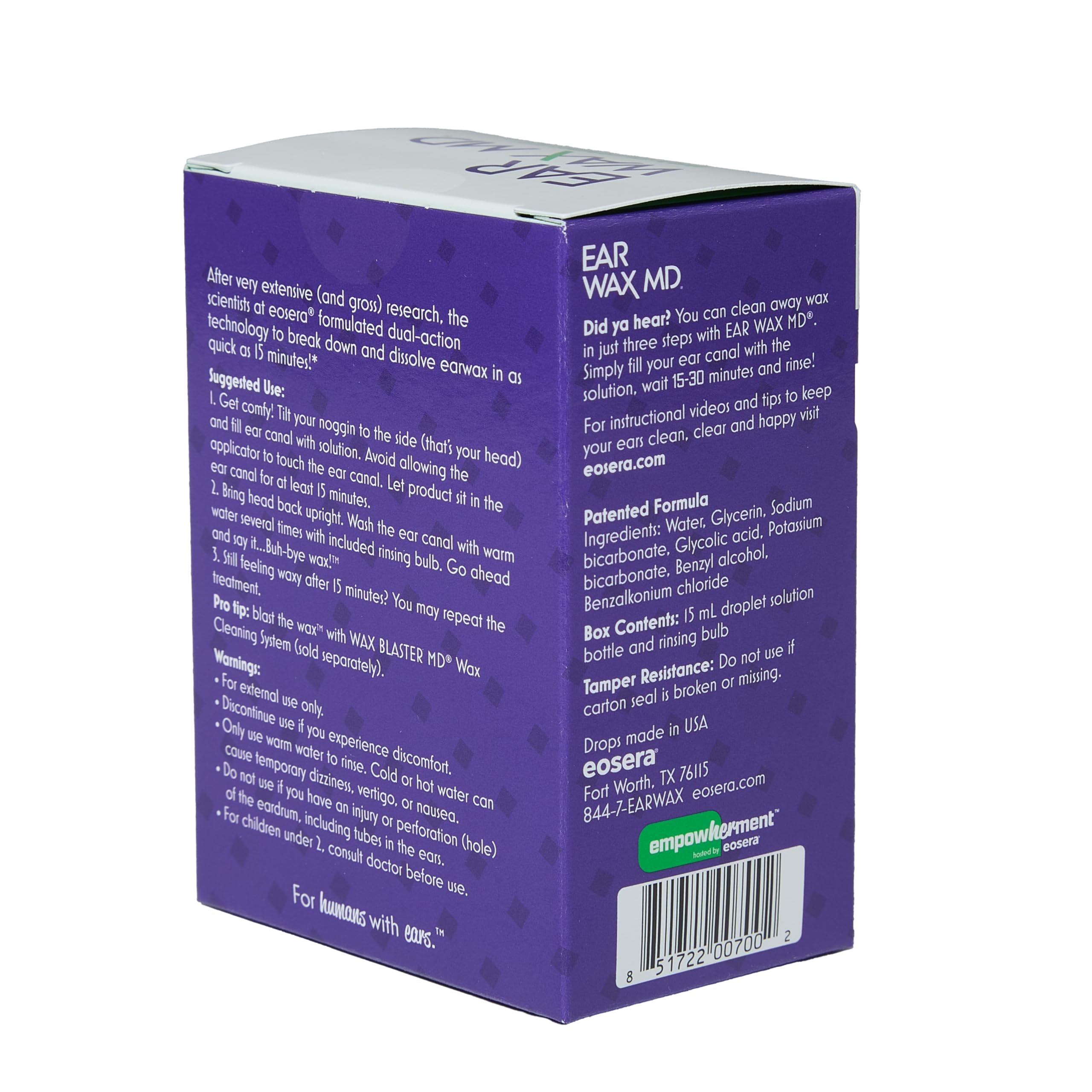 Ear Wax MD eosera: uso doméstico seguro para adultos y niños