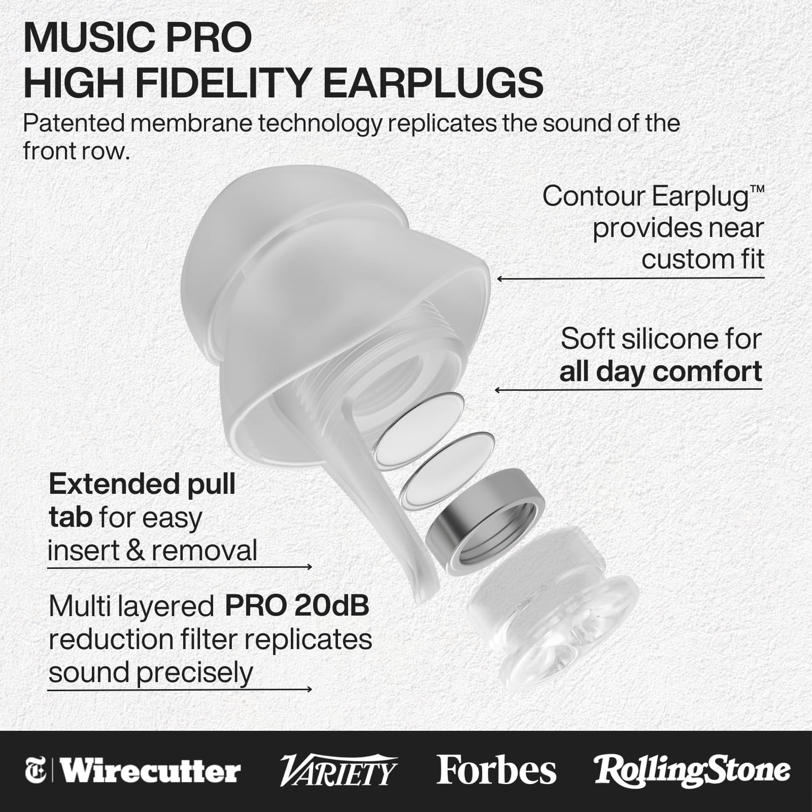 EarPeace Music PRO filtro de sonido exacto para volumen seguro en eventos.