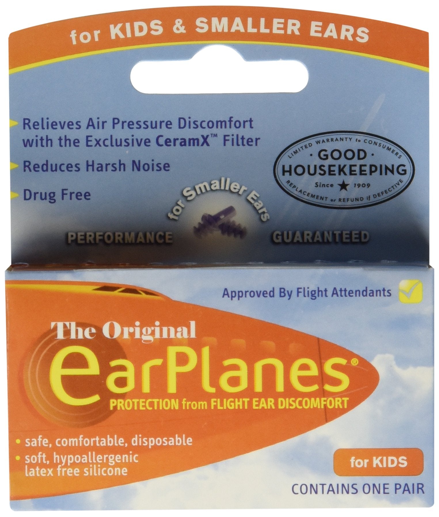 Earplanes para niños, tapones de vuelo, alivian molestias por cambios de presión en cabina.