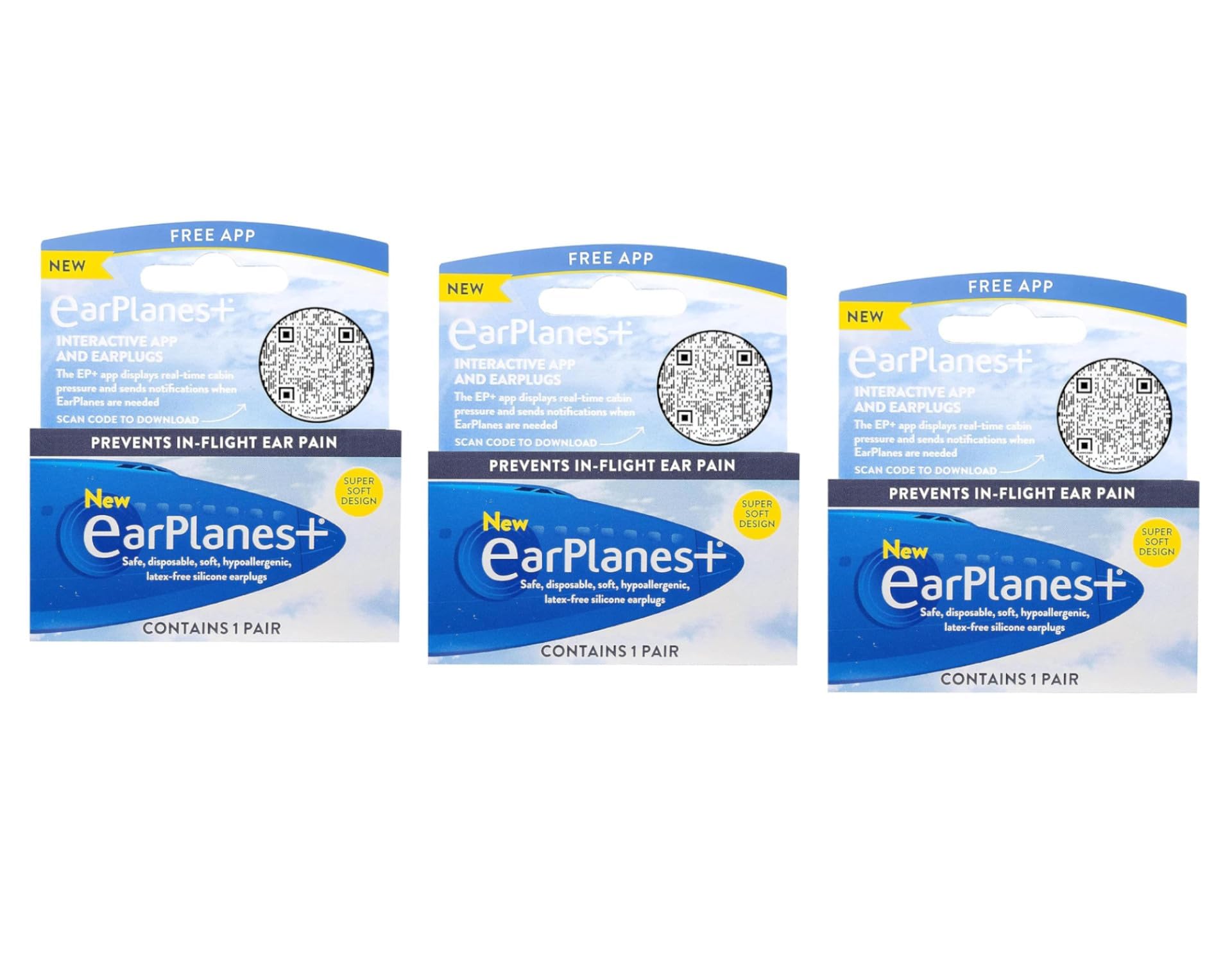 EarPlanes Original Adult EarPlugs en empaque, protección auditiva para viajes cómodos