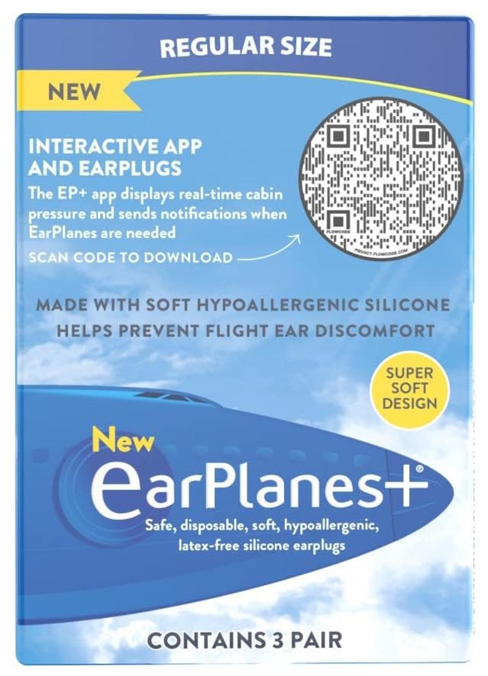 EarPlanes Plus tres pares tapones oídos para vuelos cómodos