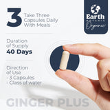 Earth BOTANIC Organic cápsulas de jengibre para uso diario y conveniente.
