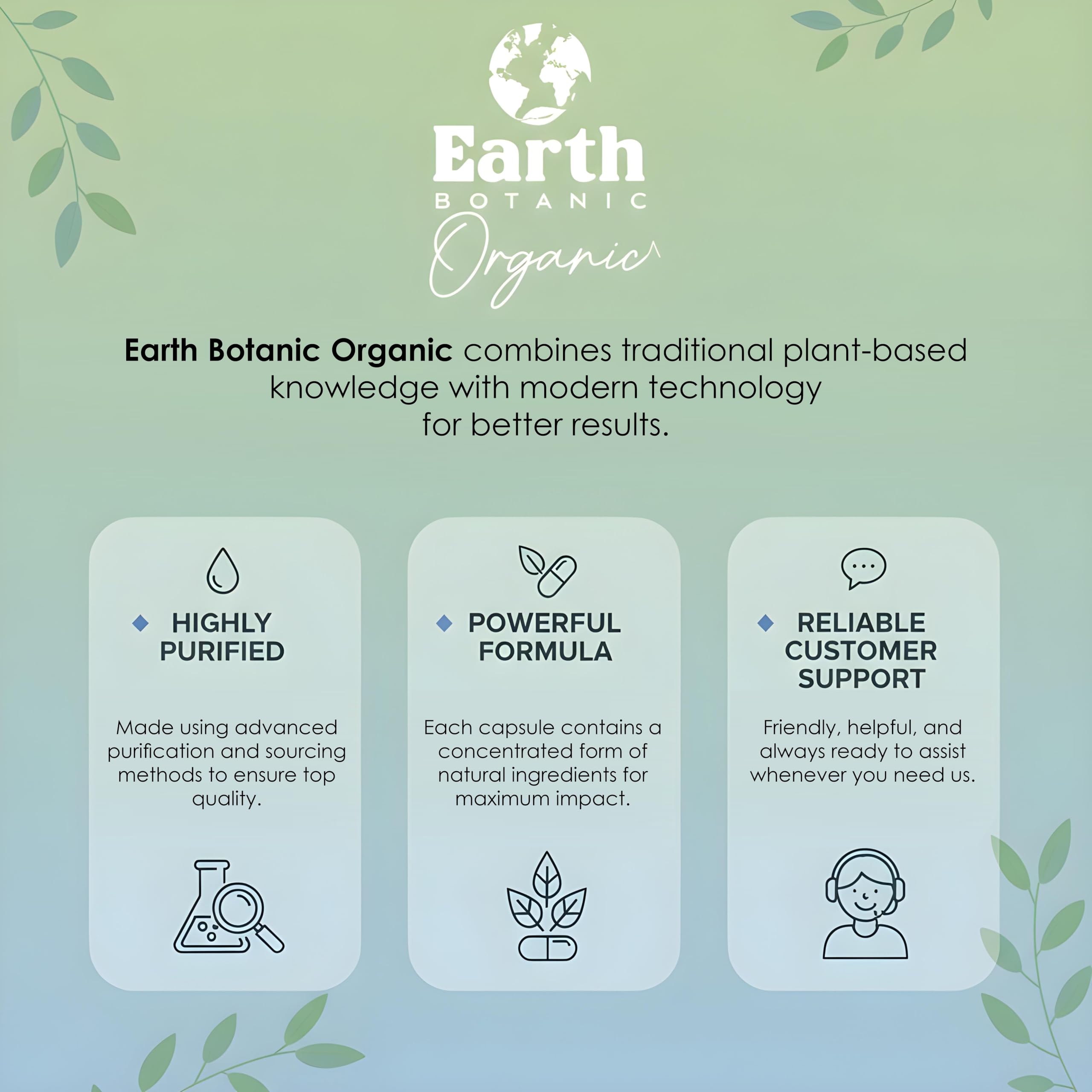 Earth BOTANIC Organic dosis de 40 días para rutinas constantes.