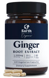 Earth BOTANIC Organic jengibre extracto 1500 mg en botella para bienestar diario.