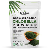 Earth Circle Organics Chlorella Powder envase frontal, visual claro del producto y su etiqueta