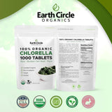Earth Circle Organics Chlorella, tabletas de 250 mg para absorción eficiente.