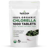 Earth Circle Organics Chlorella, tabletas en botella para energía diaria.