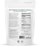 Earth Circle Organics Chlorella, dosis diaria de cuatro tabletas para nutrición constante.