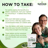 Earth Circle Organics Chlorella, botella y tabletas para digestión equilibrada.