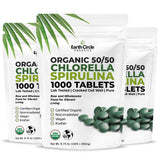 Earth Circle Organics tabletas chlorella-spirulina 50-50, alta concentración de clorofila y proteína.