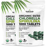 Earth Circle Organics tabletas chlorella-spirulina en botella para consumo diario y energía