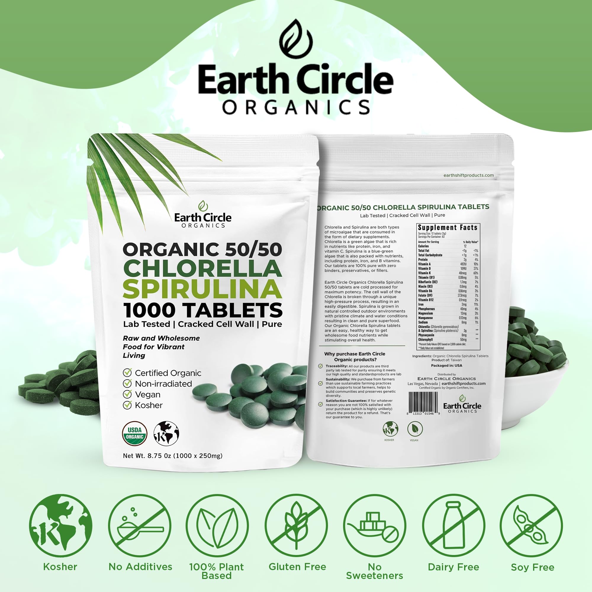 Earth Circle Organics etiqueta interior transmite pureza y ausencia de aditivos