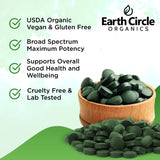 Earth Circle Organics etiqueta frontal con certificaciones orgánicas y kosher