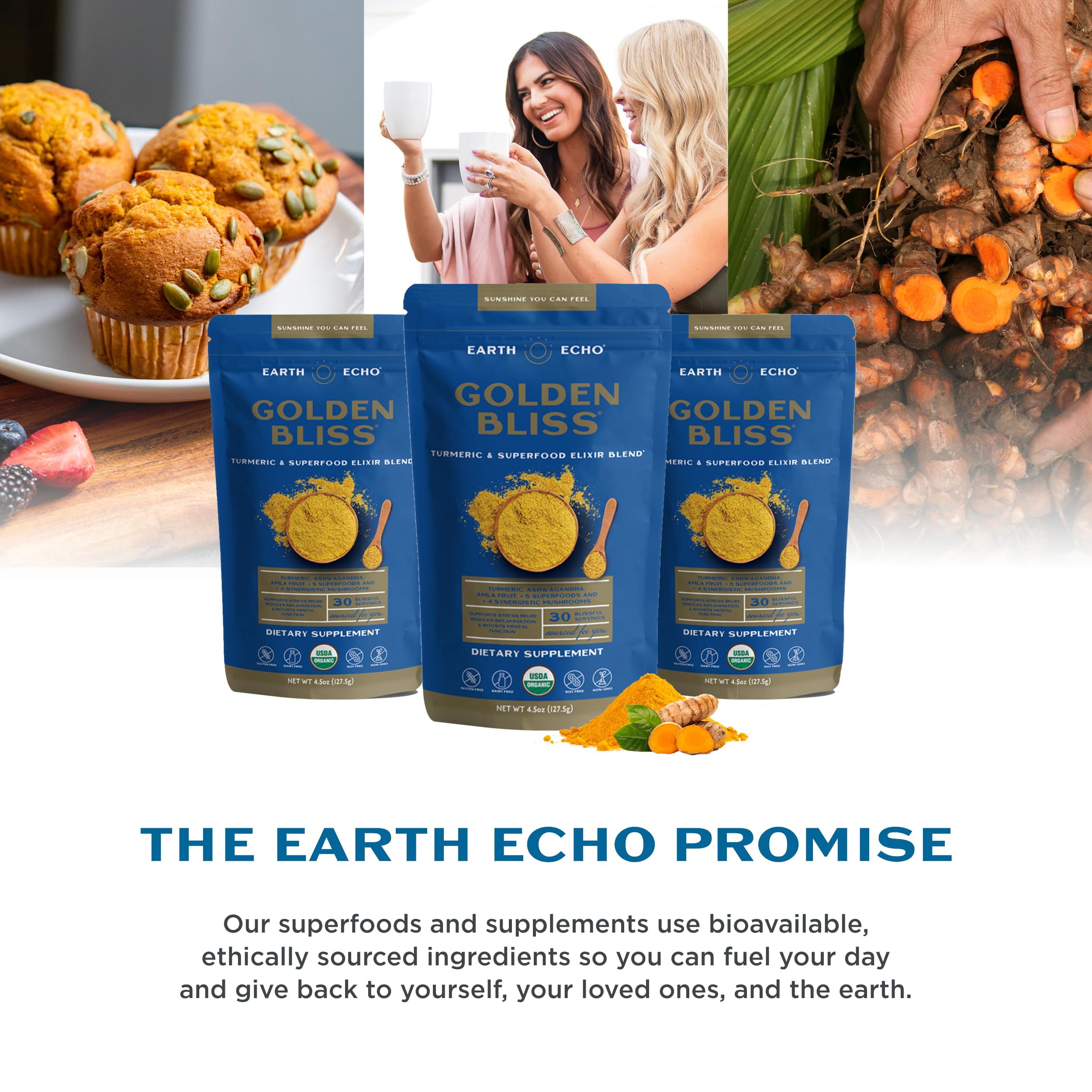 Earth Echo Golden Bliss preparación con leche vegetal para bebidas