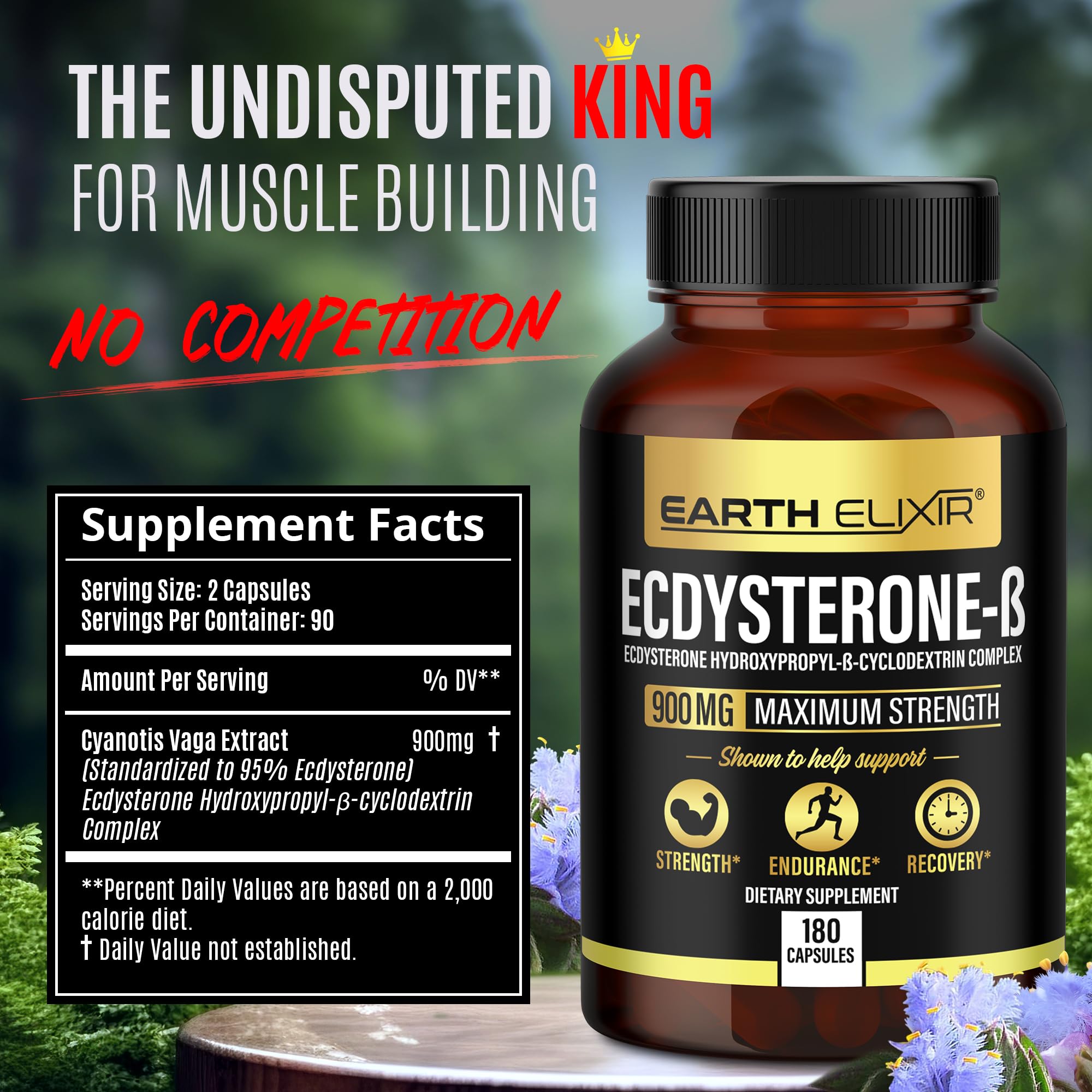 Earth Elixir Ecdysterona: cápsulas de 900 mg con biodisponibilidad mejorada