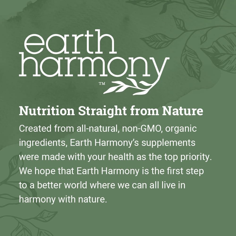 Earth Harmony Naturals Clorofila Líquida muestra de ingredientes naturales y glicerina orgánica.