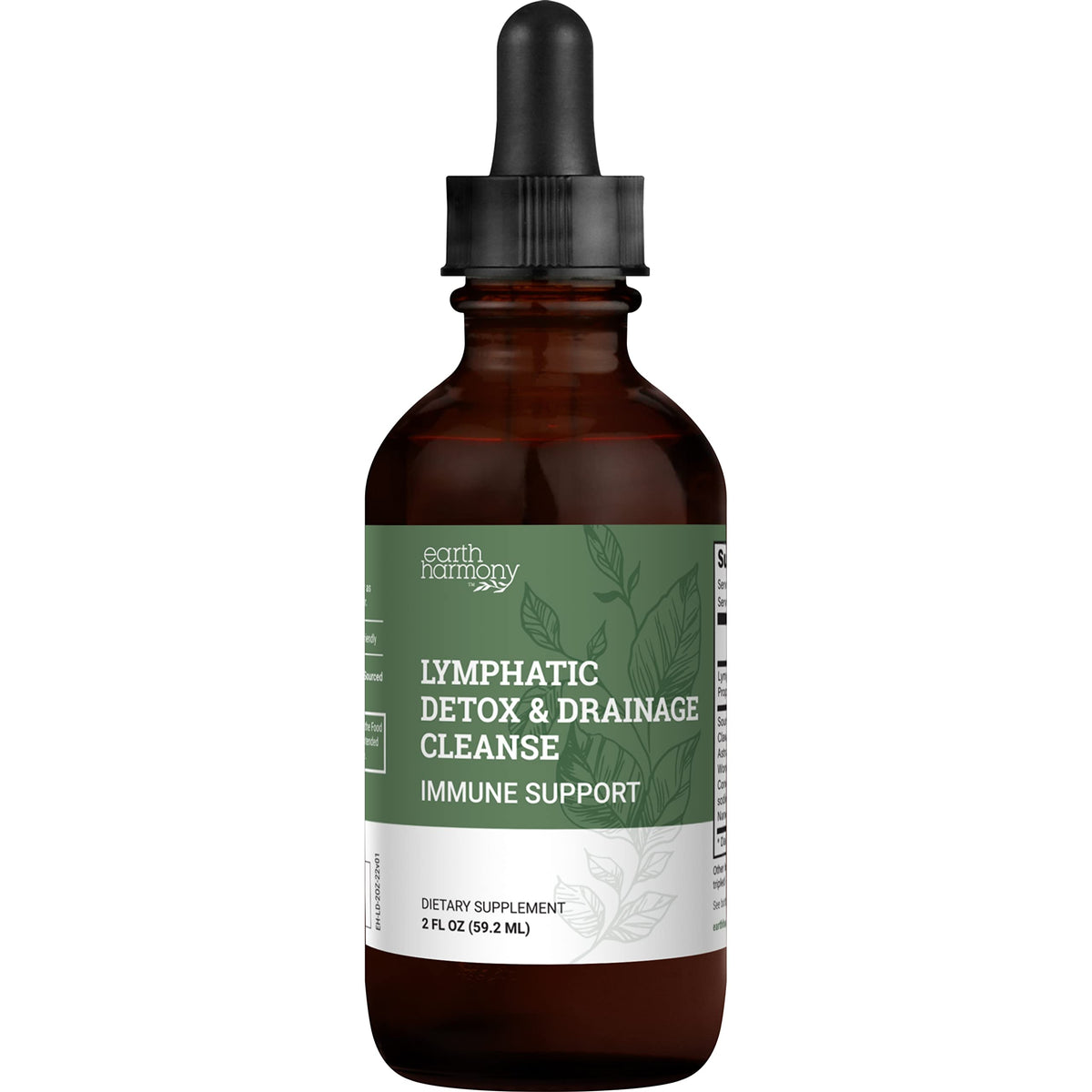 Earth Harmony Naturals Lymphatic Drainage Drops, botella vertiendo gotas para apoyar el sistema linfático