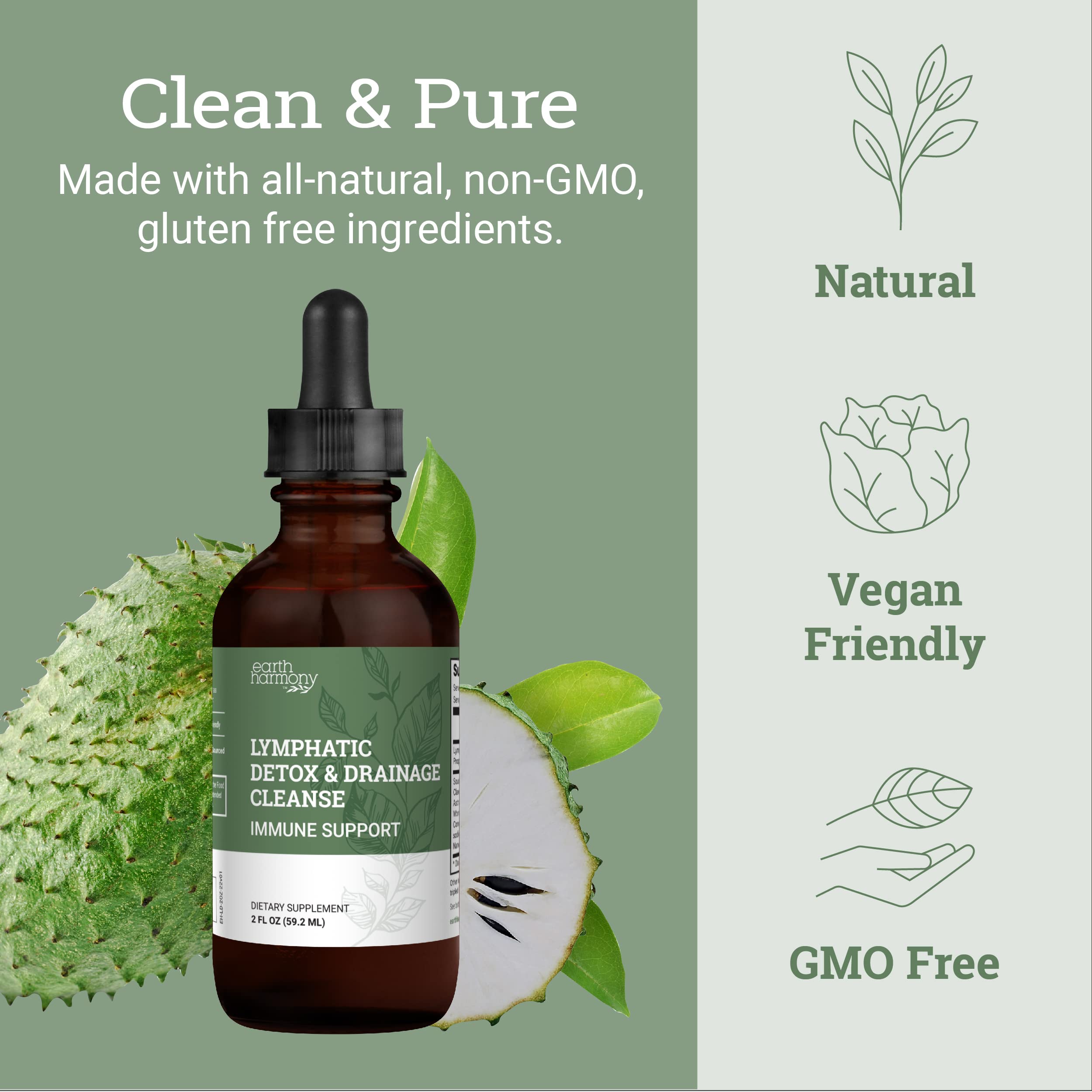 Earth Harmony Naturals Lymphatic Drainage Drops, uso diario recomendado en vaso de agua